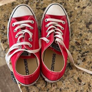 Converse Red Low-Top Canvas Sneakers with White Accents